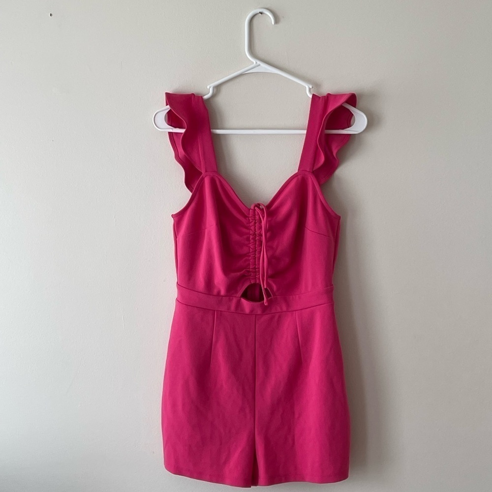 Bar Ill Womens Ruched Sleeve Front Flutter Romper Size 4